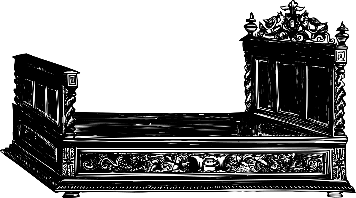 Antique Bed Clipart: Elegant Black and White Bedroom Illustrations