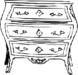 Chest Clipart - Black and White Detailed Illustration