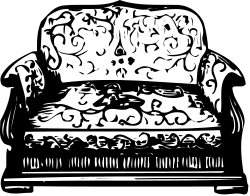 Couch with Dog Clipart: Cozy Living Room Scene