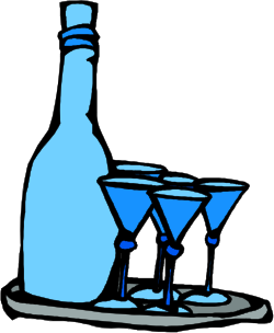Bottle and Two Martini Glasses Clipart - Elegant Cocktail Imagery