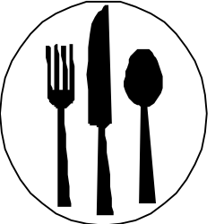 Black and White Silhouette of Knife, Fork, and Spoon - Culinary Clipart