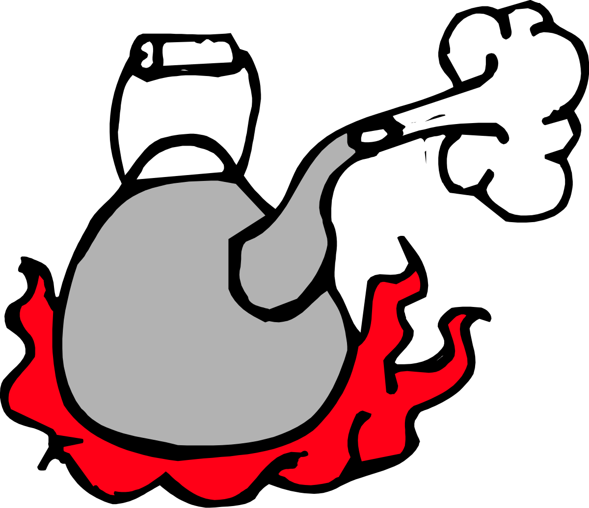 Heart Clipart with Boiling Kettle - Black and White Illustration