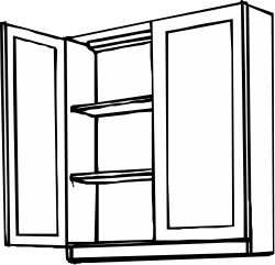 Black and White Kitchen Cabinet Clipart Illustration