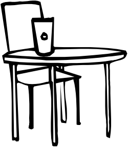 Chair and Table with Cup Clipart - Perfect for Home and Office Scenes
