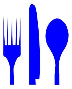 Blue Silhouette Fork, Knife, and Spoon Clipart for Culinary Designs