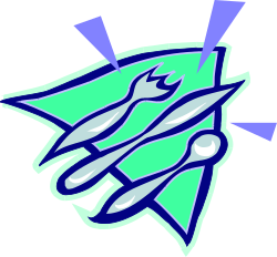 Green and Blue Logo with White Outline - Vibrant Clipart Design