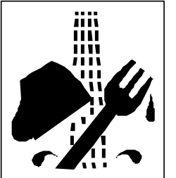 Black and White Silhouette of Knife and Fork Clipart for Culinary Themes