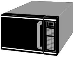 Microwave Oven Clipart: Open Door Cooking Scene