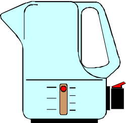 Electric Kettle Clipart: Vibrant Blue Shirt with Red Button