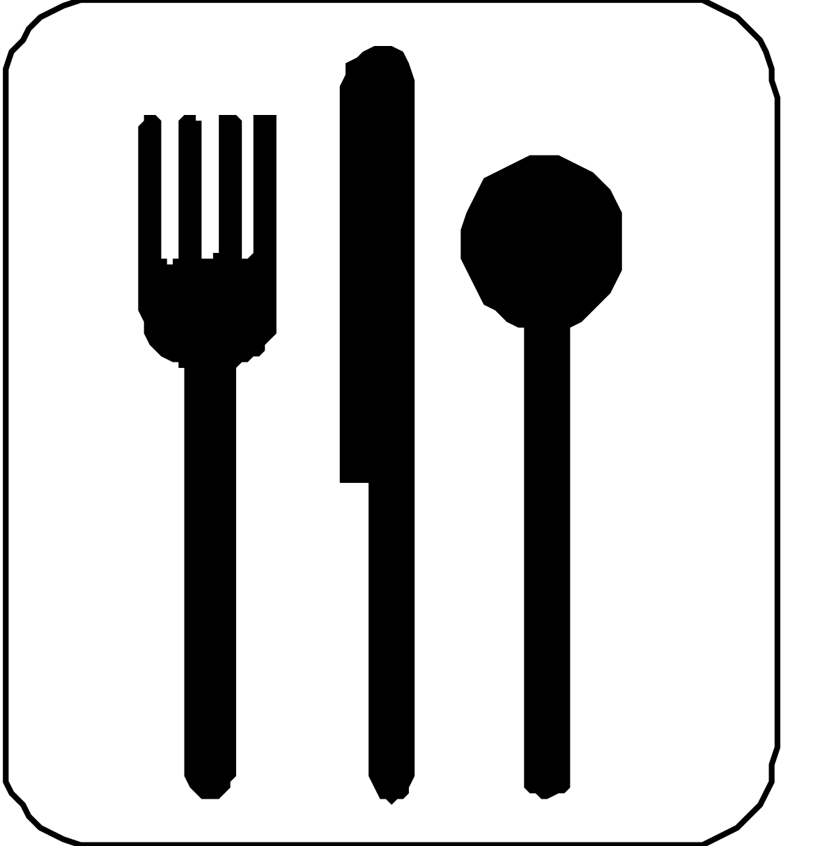 Black and White Icon of Fork, Knife, and Spoon  Culinary Clipart Collection