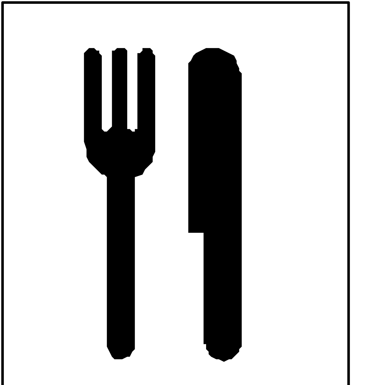 Black and White Fork and Knife Logo Clipart
