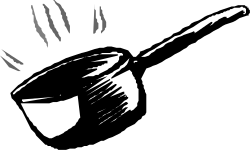 Hand Holding Knife Black and White Clipart