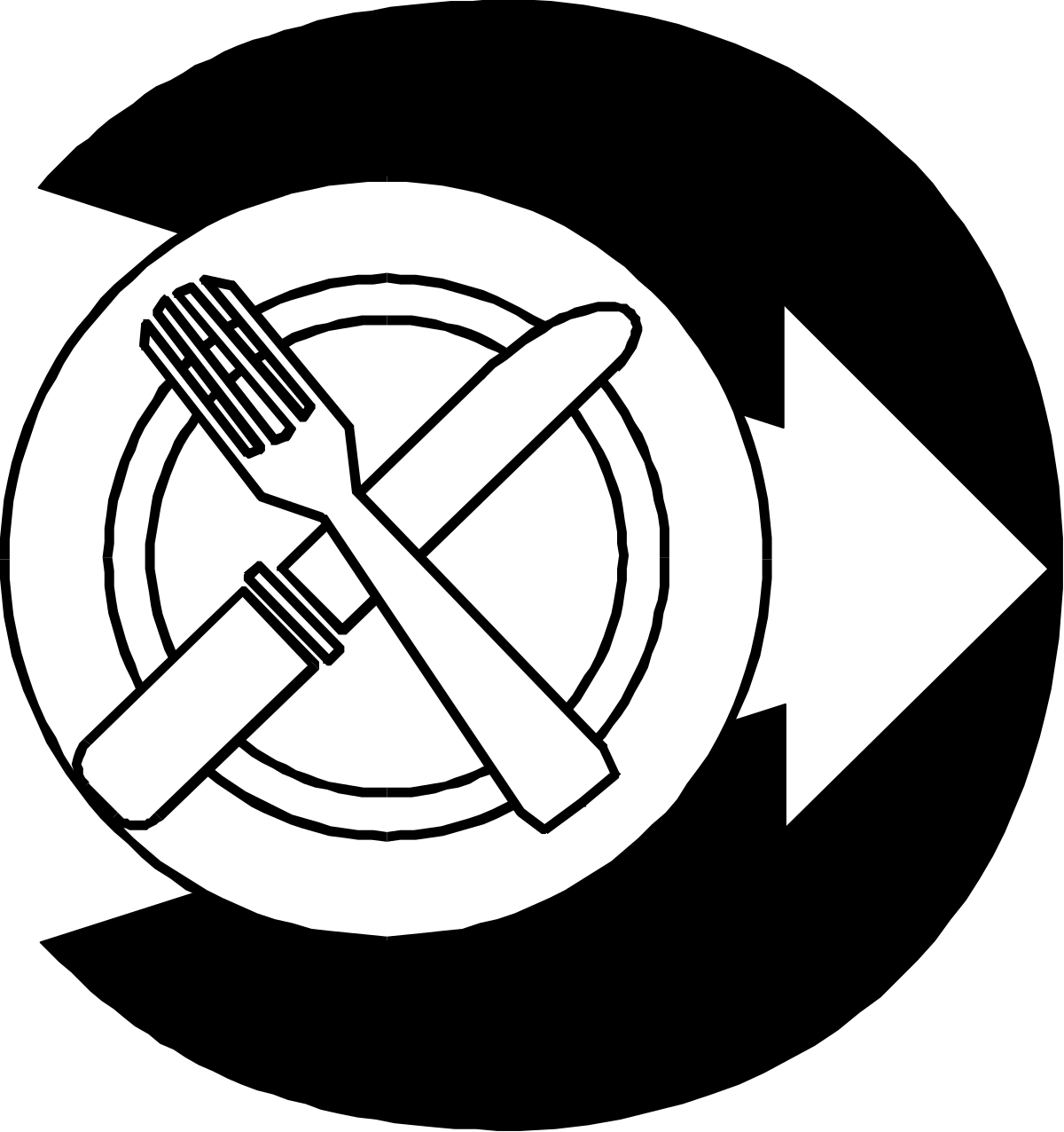 a white and black logo with a fork and knife clip art png transparent Black and White Fork and Knife Logo Clipart - Stylish Culinary Design