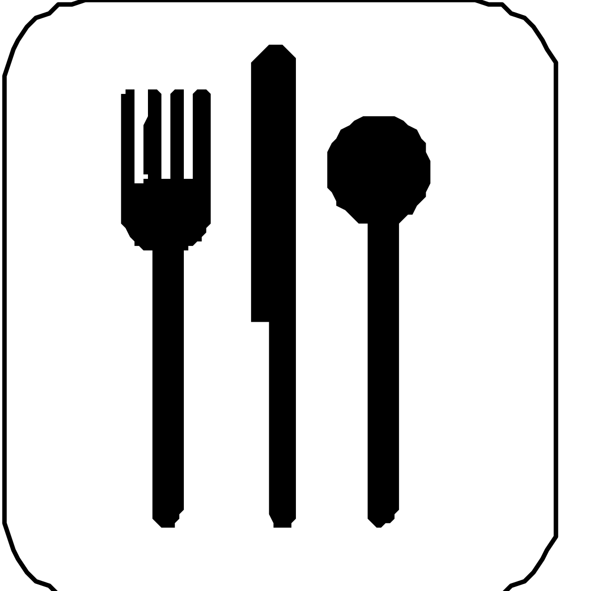 a black and white icon of a fork, knife, and spoon clip art png transparent Black and White Fork, Knife, and Spoon Icon - Perfect for Culinary Clipart
