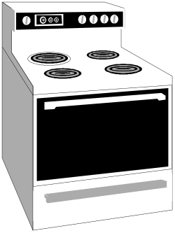White Stove with Two Burners Clipart for Kitchen Themes
