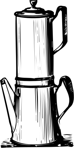 Coffee Pot Clipart - Elegant Black and White Drawing