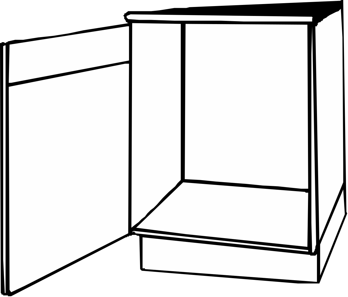 White Cabinet Clipart with Open Door - Versatile SVG Graphics