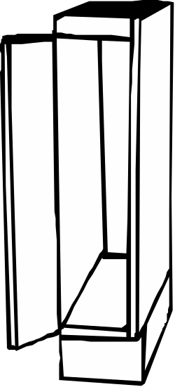 Black and White Outline Clipart of a White Box