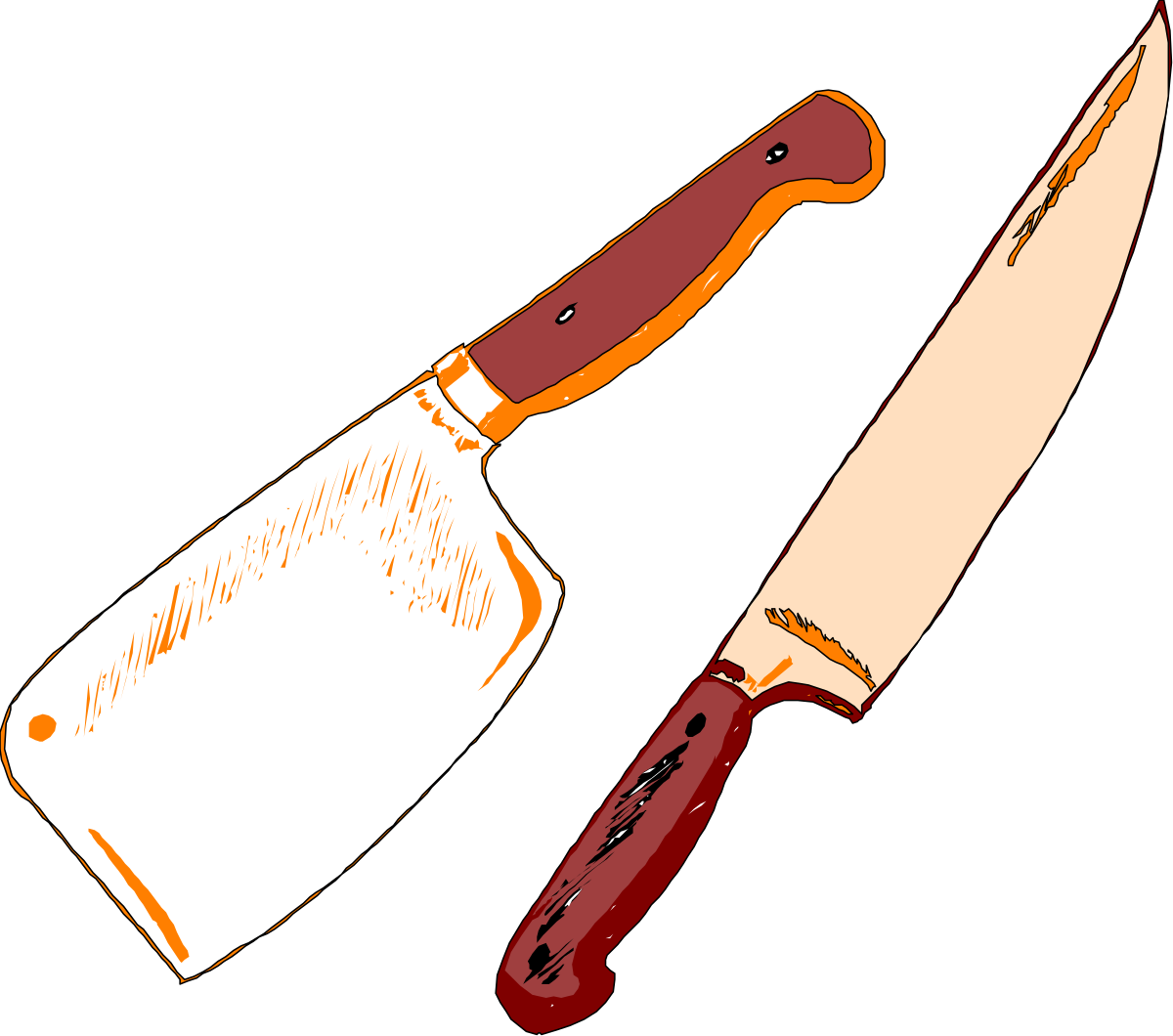 Knife with Red Handle on Black Background - High-Quality Clipart