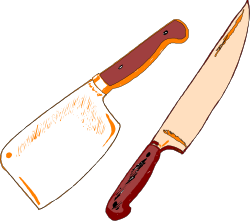 Knife with Red Handle on Black Background - High-Quality Clipart