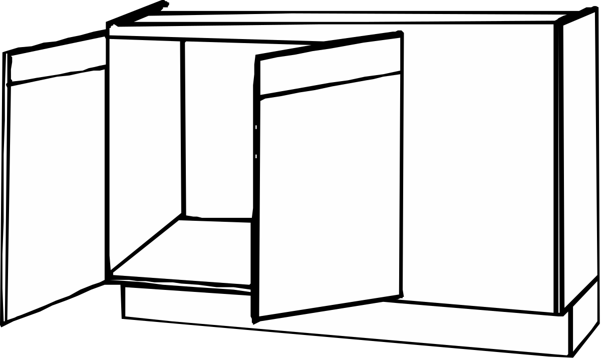 Open White Cabinet Clipart - Versatile Storage Solutions