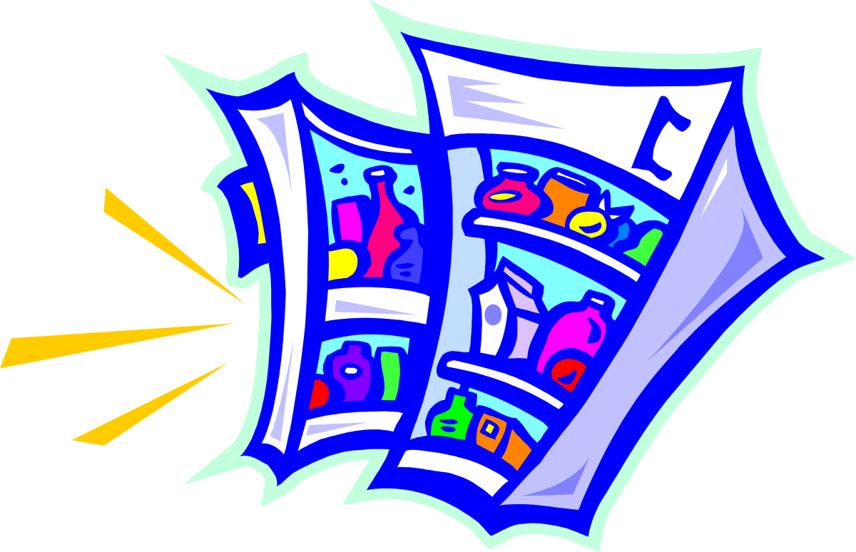 Open Refrigerator with Colorful Food - Cartoon Drawing Clipart