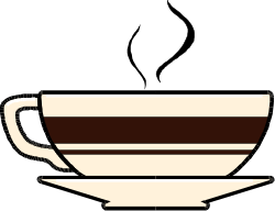 Coffee Cup Clipart with Brown Stripe Design
