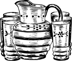 Jug and Glasses: Stunning Black and White Clipart for Elegant Designs