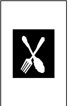 White Square with Knife and Fork Clipart for Culinary Projects
