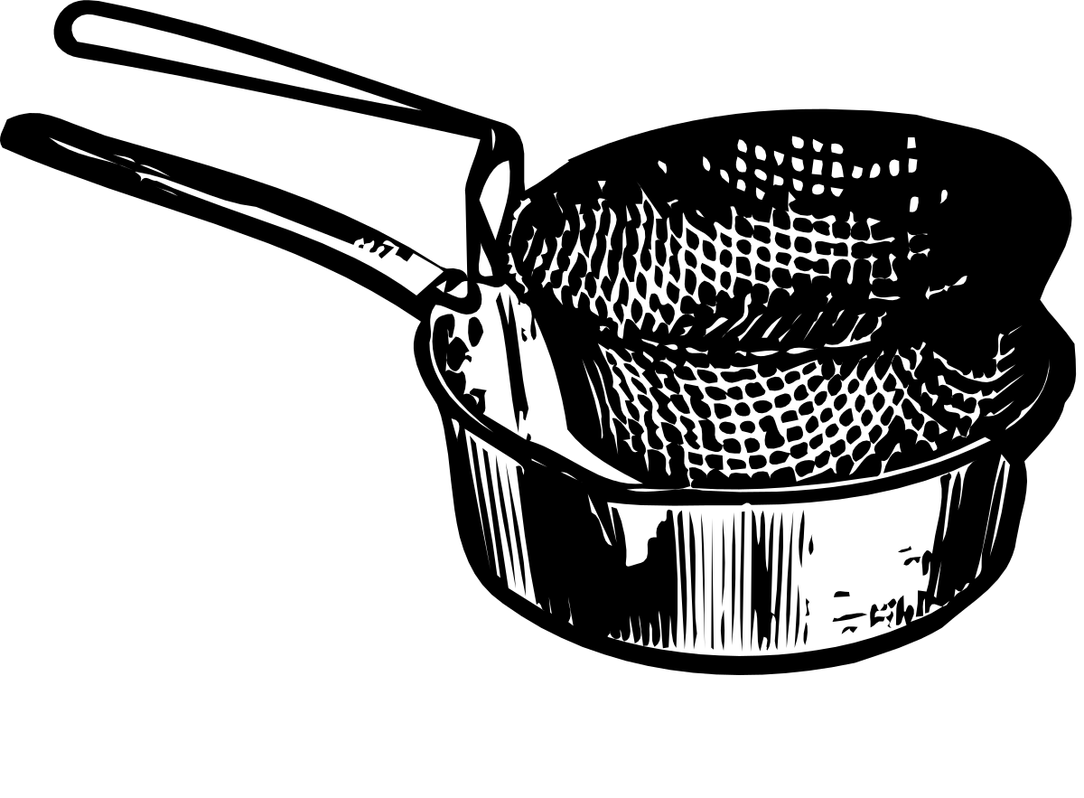 a black and white image of a pot with a spoon clip art png transparent Pot and Spoon Clipart - Black and White Design for Culinary Projects