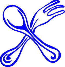 Blue Outline Fork and Spoon Clipart for Culinary Projects