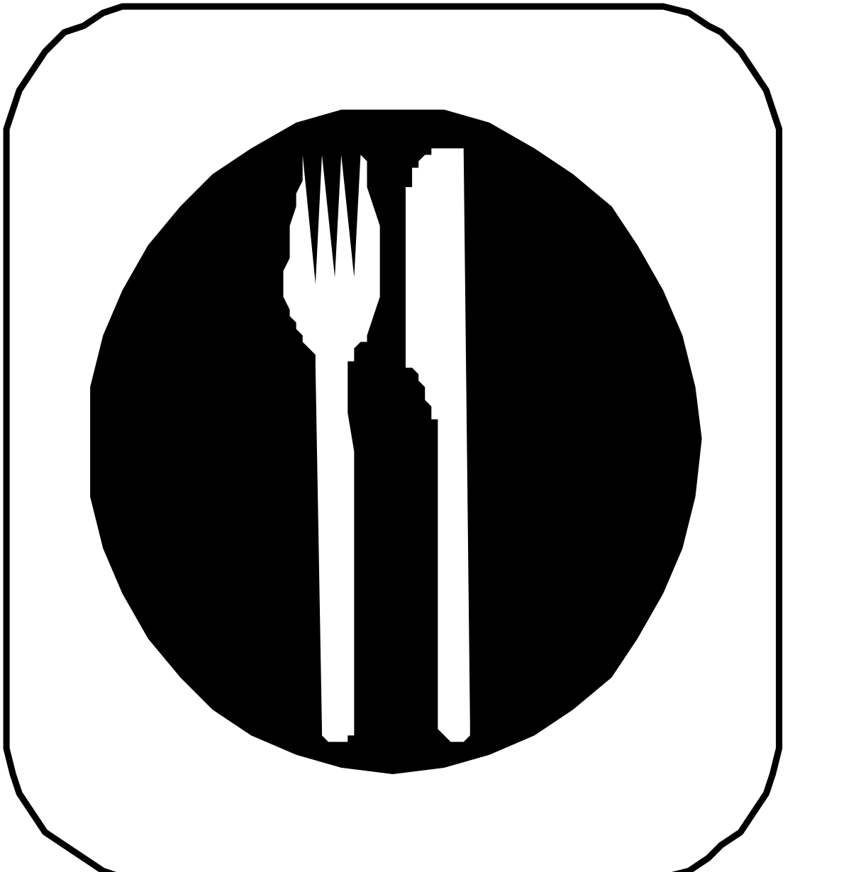White Square Fork and Knife Clipart for Culinary Creations