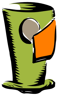 Green and Orange Trash Can Clipart: Vibrant Waste Bin Design