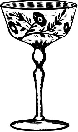 Elegant Black and White Martini Glass Silhouette Clipart