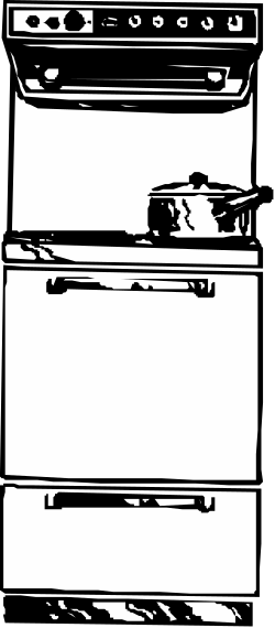 Stove Clipart: Black and White Kitchen Appliance Illustration