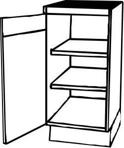 White Refrigerator with Shelves Clipart - Fresh and Functional Kitchen Essentials