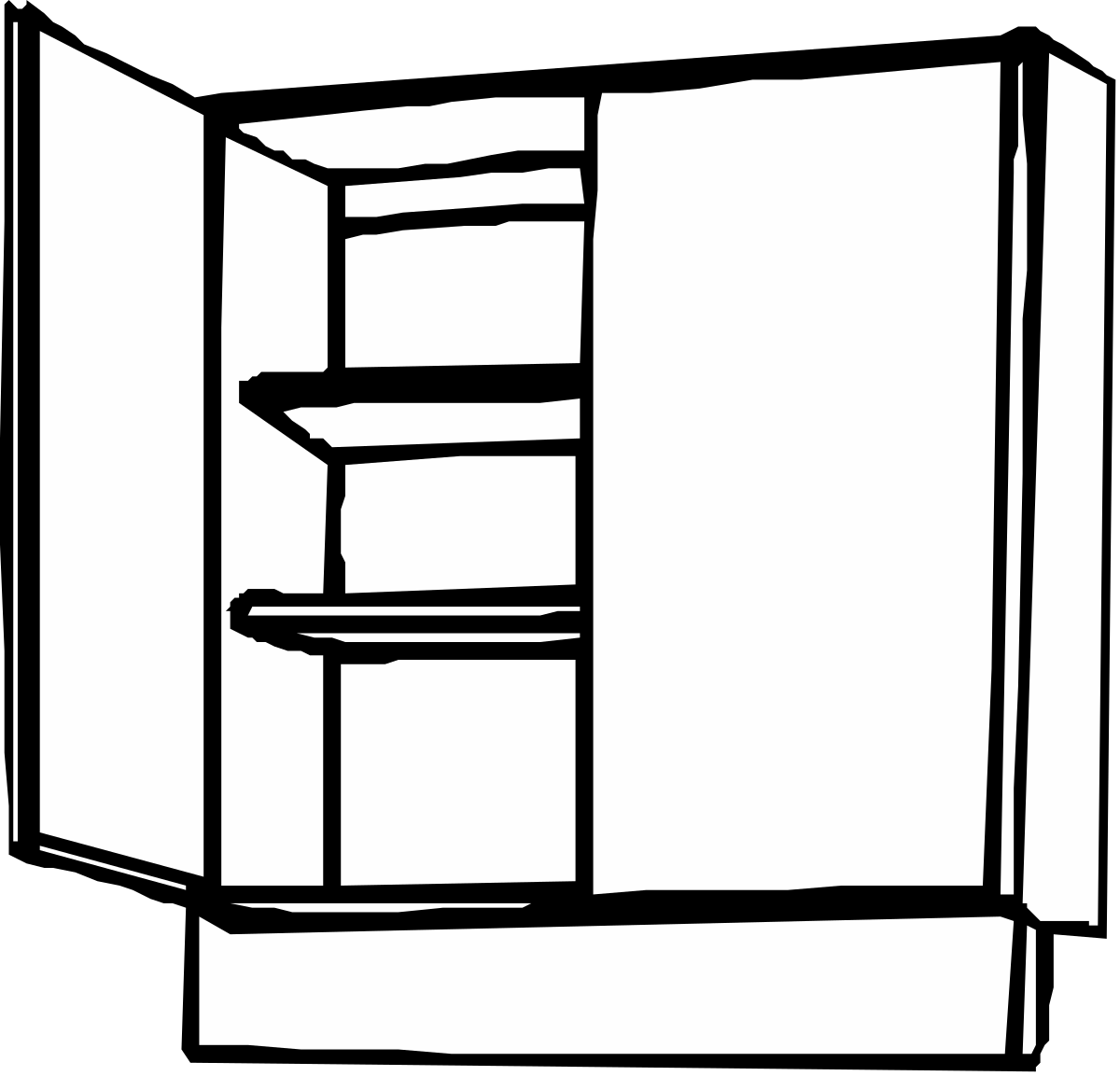 Refrigerator with Open Door Clipart - Ideal for Kitchen Designs