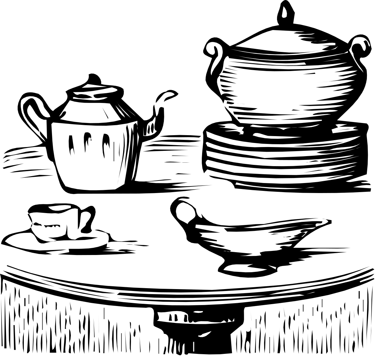 a black and white image of a tea pot clip art png transparent Black and White Tea Pot Clipart for Elegant Designs
