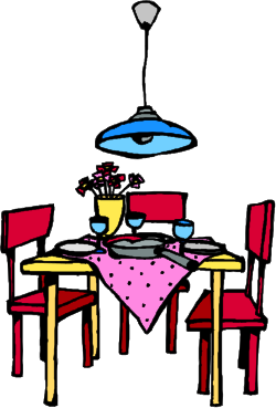 Table with Chairs and Flower Vase Clipart for Elegant Decor
