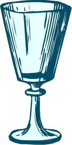 Blue and White Cup on Black Background - Elegant Clipart Design