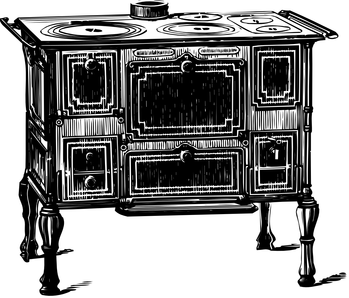 a black and white drawing of a stove clip art png transparent Stove Clipart - Black and White Outline for Creative Projects