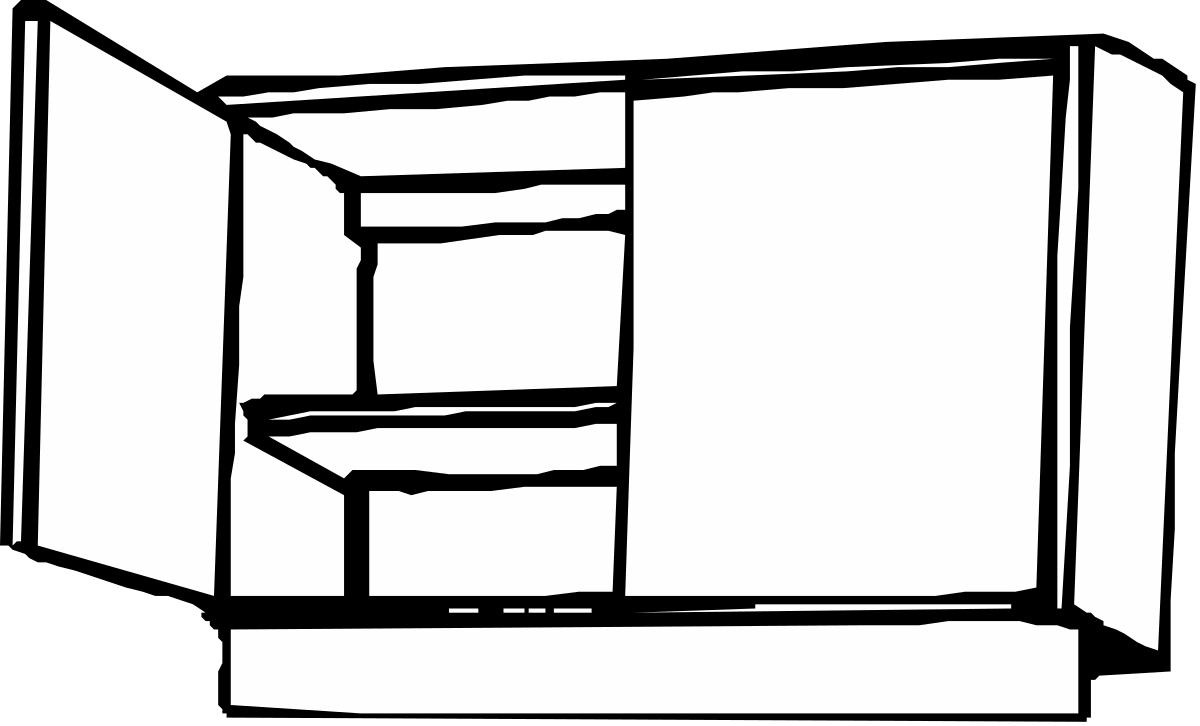 a black and white image of a refrigerator clip art png transparent Stylish Black and White Refrigerator Clipart for Creative Projects