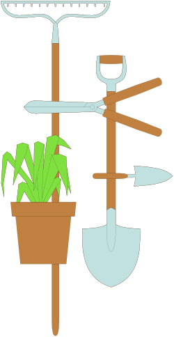 Pot with Plant and Garden Rake Clipart for Nature Enthusiasts