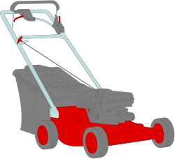 Lawn Mower with Red Handle Clipart - Vibrant Gardening Tool Illustration