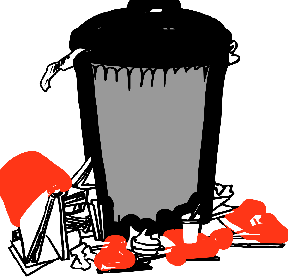 Trash Can Overflowing with Litter Clipart for Creative Use