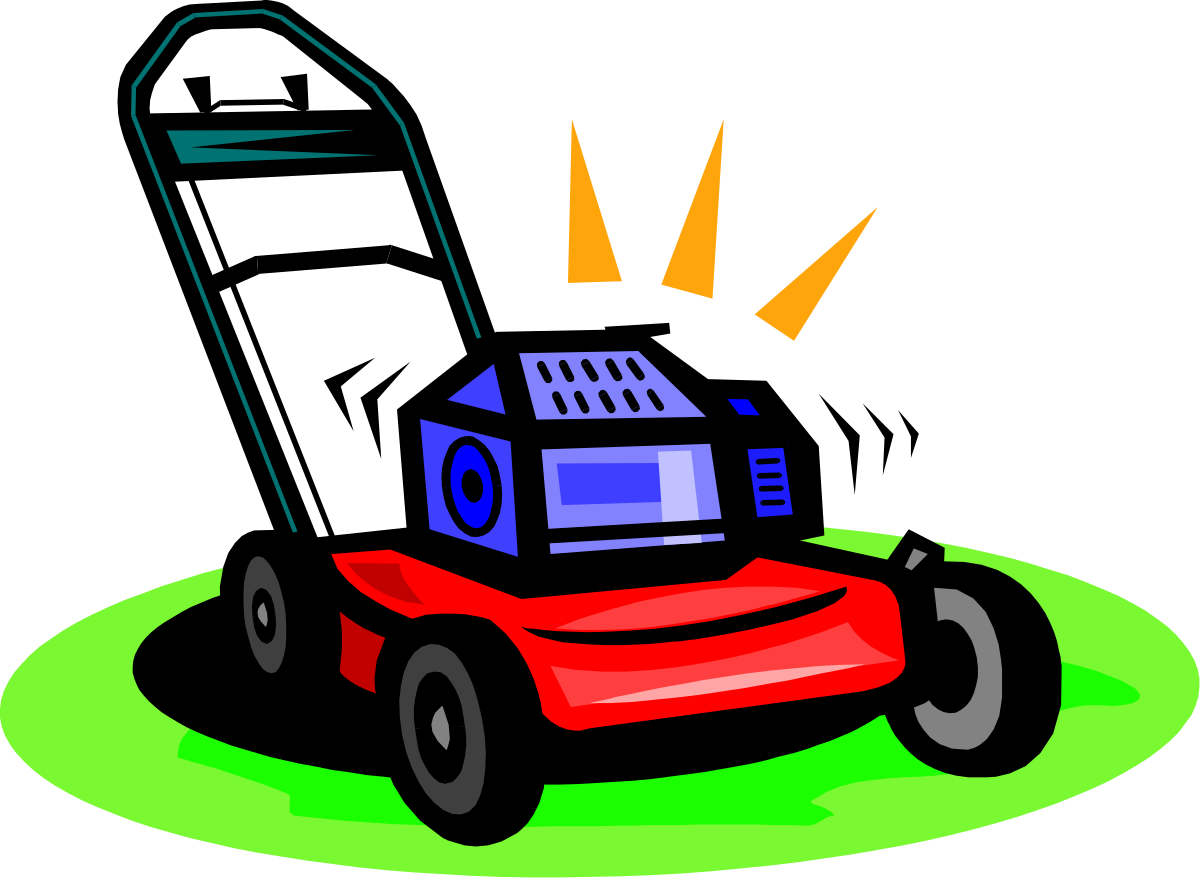 Lawn Mower Clipart Surrounded by Vibrant Green Circle