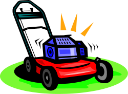 Lawn Mower Clipart Surrounded by Vibrant Green Circle