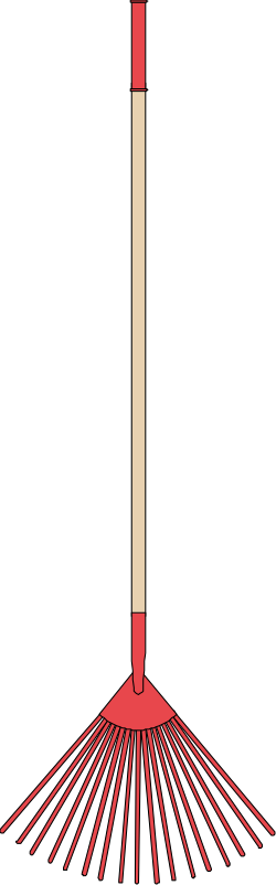 Red Rake with Long Handle - Perfect Gardening Clipart