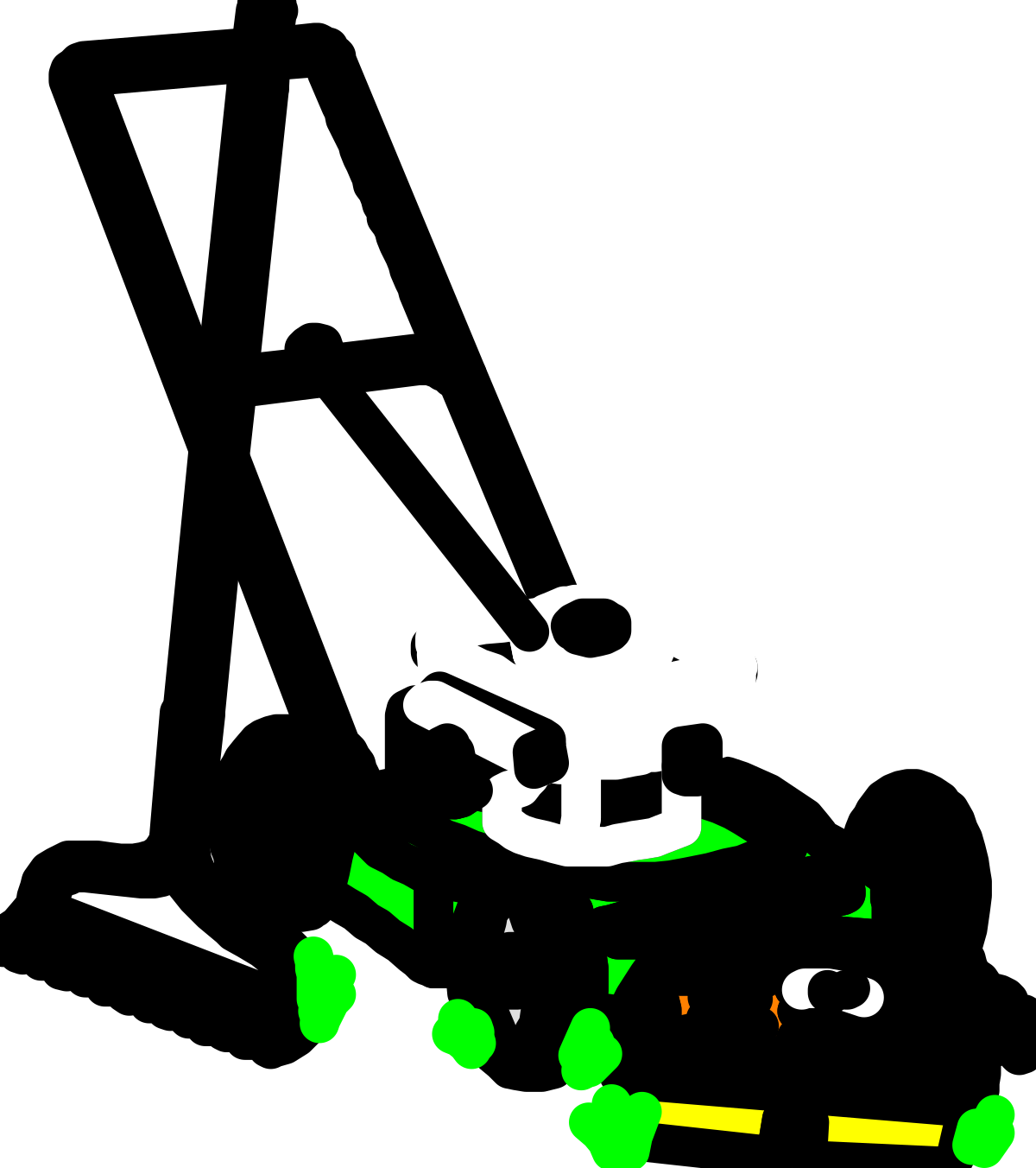 Skull Clipart on Black Background - White and Green Design