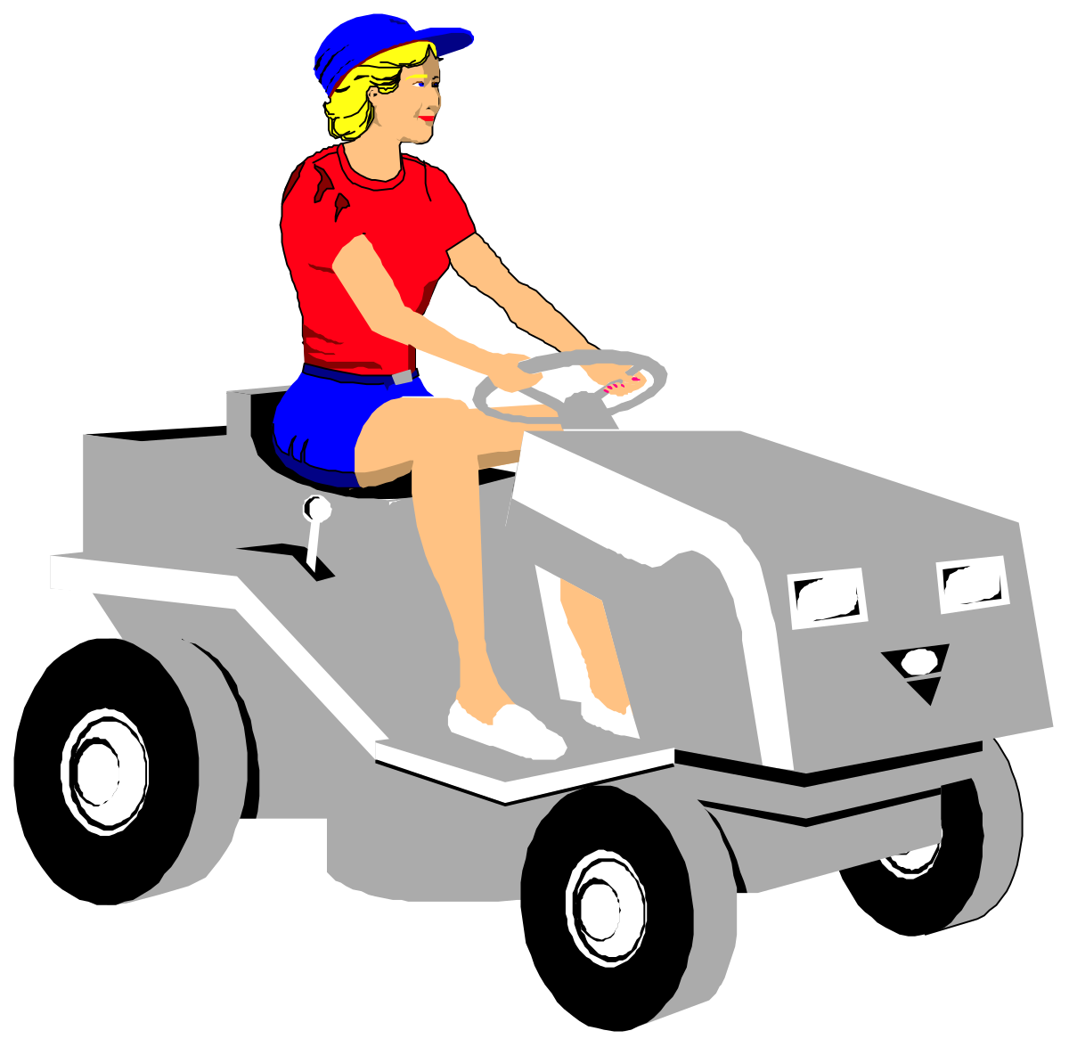 a woman riding on a lawn mower clip art png transparent Woman Riding Lawn Mower Clipart for Garden Lovers